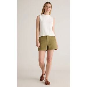 Quince Light Organic Cotton Olive Green Utility Shorts Size 16